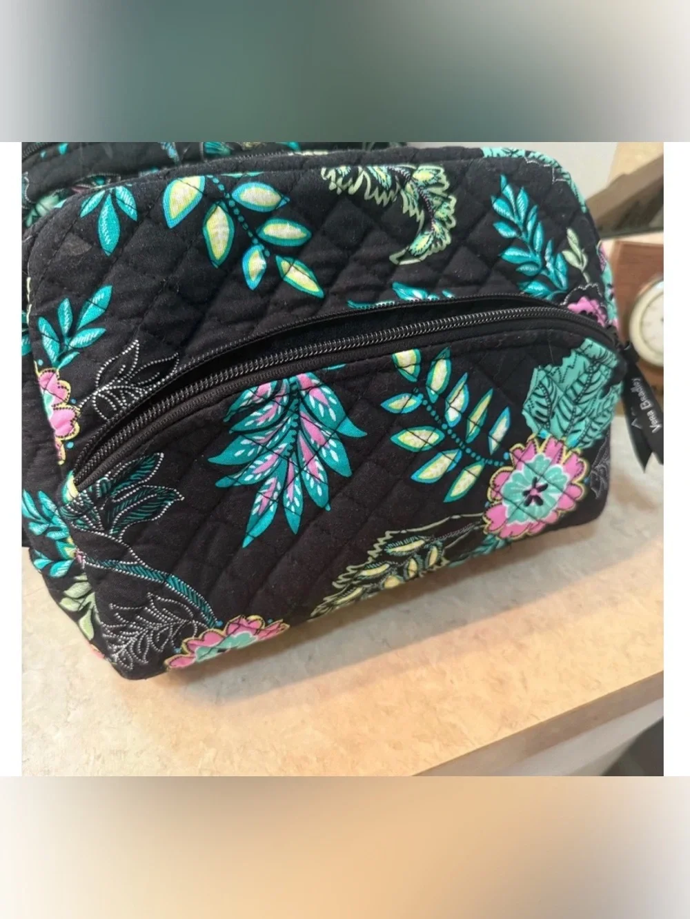 Vera Bradley Floral Quilted Makeup Cosmetic Travel Bag